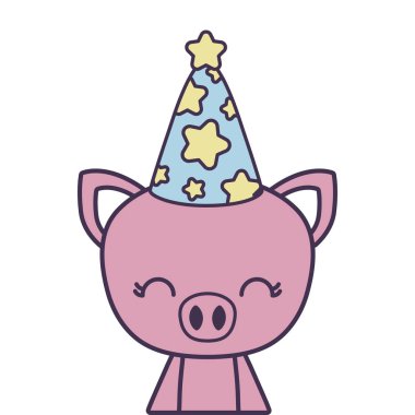 şapka partisi ile sevimli Piggy hayvan