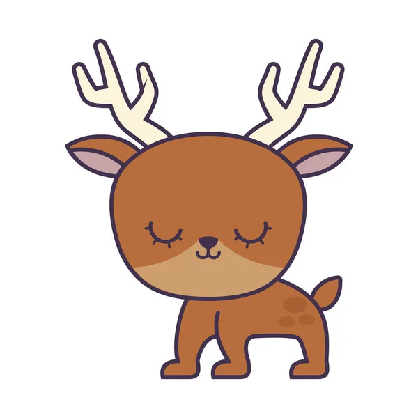 Aranyos rénszarvas állat izolált ikon — Stock Vector