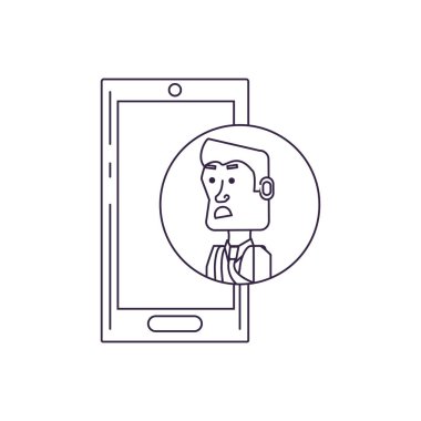 akıllı telefon ile dairesel çerçeve içinde işadamı