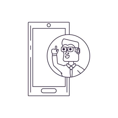 çerçeve dairesel ve akıllı telefon ile el kadar işadamı