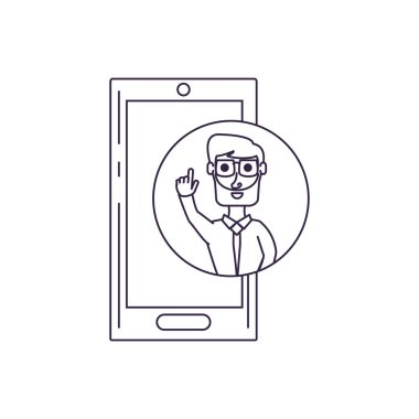 çerçeve dairesel ve akıllı telefon ile el kadar işadamı