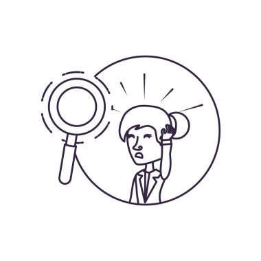 Büyüteç ile iş kadın zarif