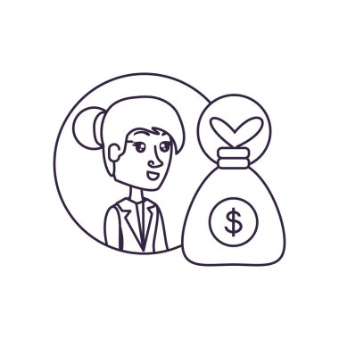 para çantası ile dairesel çerçeve iş kadın