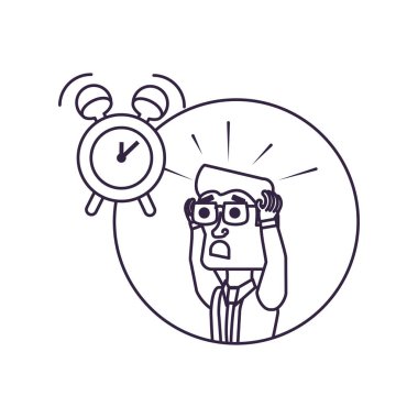 işadamı alarm saati ile dairesel çerçeve vurguladı