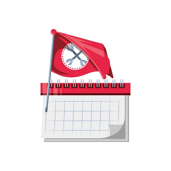 Recordatorio de calendario y bandera con llaves — Archivo Imágenes Vectoriales