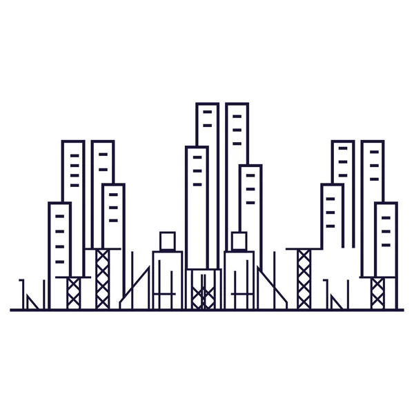 Edifícios de paisagem urbana ícone isolado —  Vetores de Stock