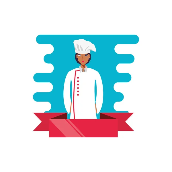 Professional chef female with ribbon — Stock Vector