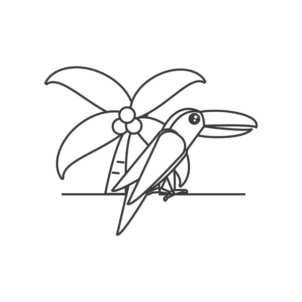 Toucan vogel dier met palmboom — Stockvector