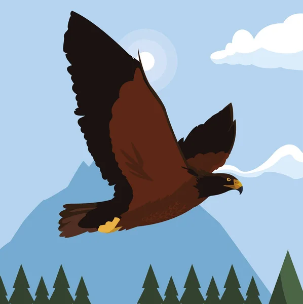Красивый орёл, летящий в ландшафте величественной птицы — стоковый вектор