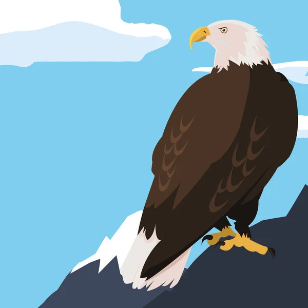 Hermoso animal de águila calva en el paisaje de nieve — Vector de stock