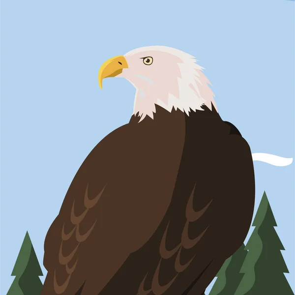 Beautiful bald eagle animal in landscape — Stock Vector