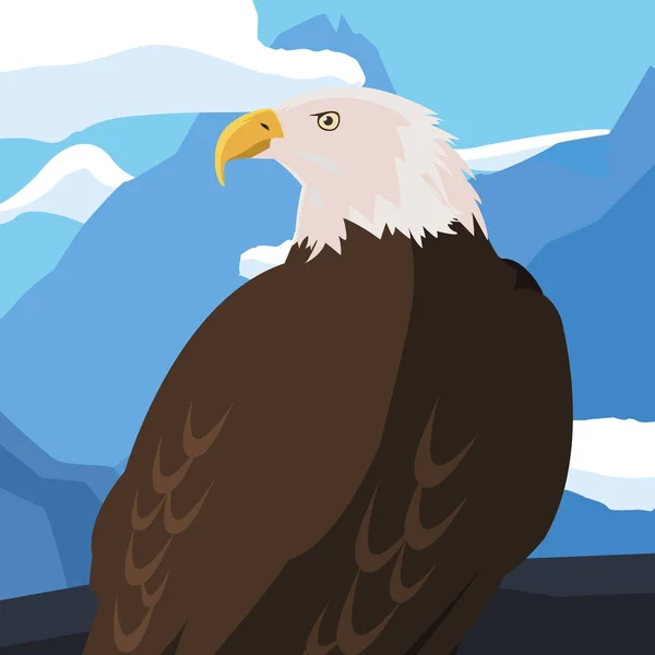 Hermoso animal de águila calva en el paisaje de nieve — Archivo Imágenes Vectoriales