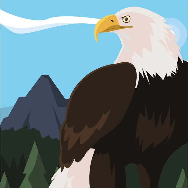 Hermoso animal de águila calva en el paisaje — Vector de stock