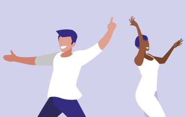 Genç ırklar arası dans eden karakterler.