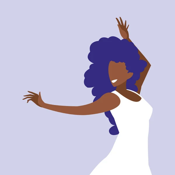 Joven negro mujer bailando carácter — Vector de stock