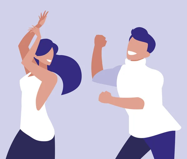 Jong koppel dansen personages — Stockvector