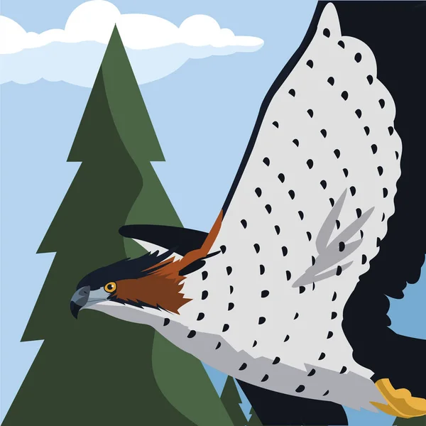 Hermoso halcón volando majestuoso pájaro en el paisaje — Archivo Imágenes Vectoriales