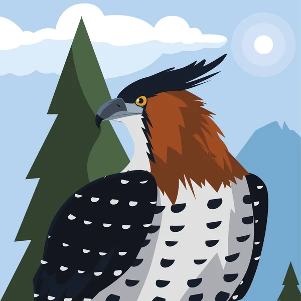 stock vector beautiful hawk majestic bird in the landscape