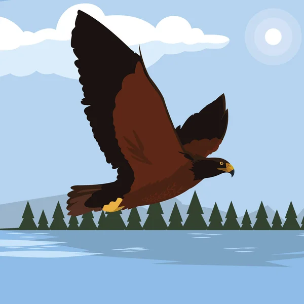 Bel aigle dans le lac oiseau majestueux — Image vectorielle