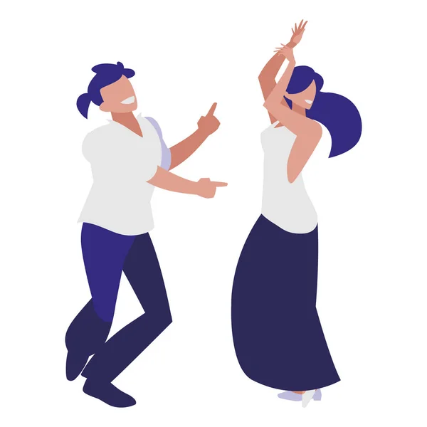 Jovem casal dança personagens — Vetor de Stock