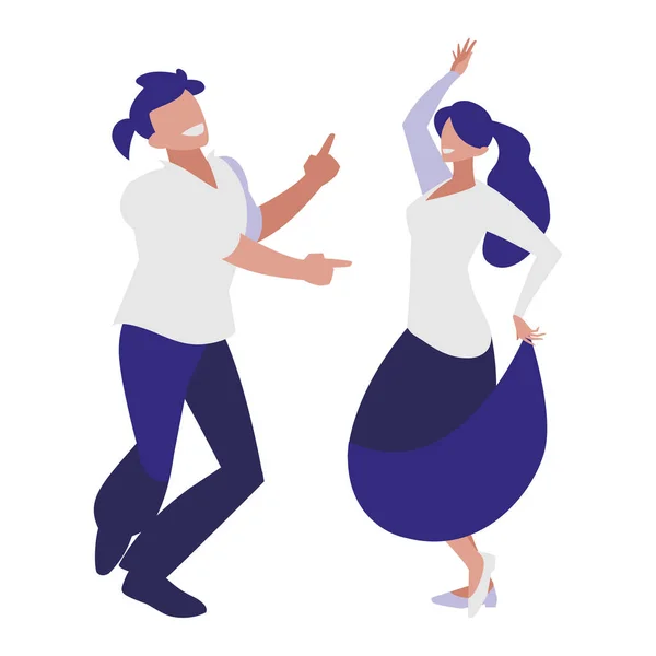 Mladé páry tančící postavy — Stockový vektor