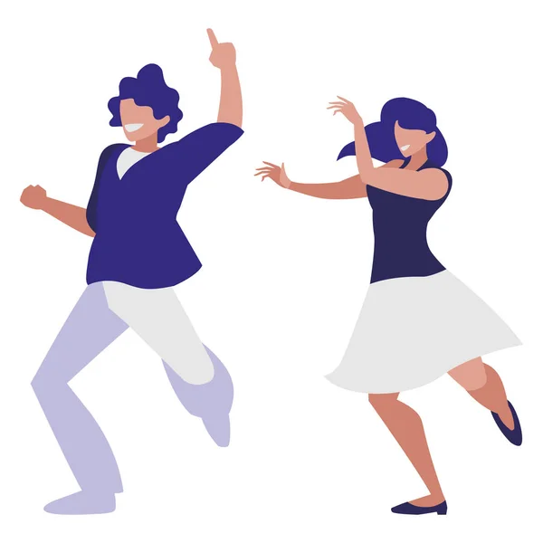 Junge Paare tanzen Charaktere — Stockvektor