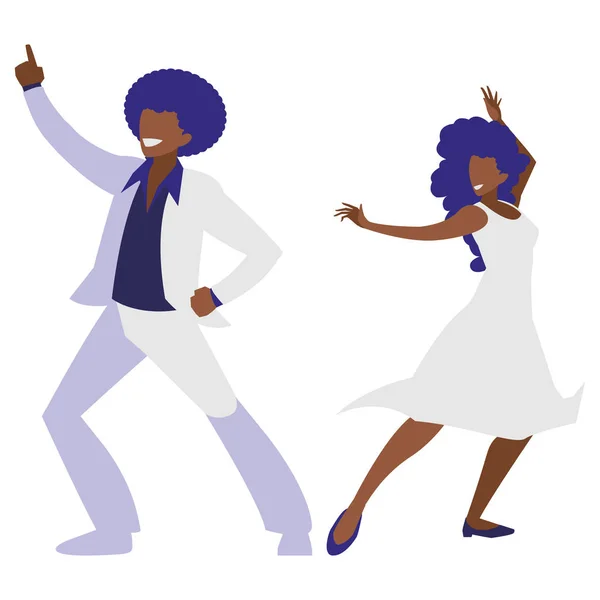 Young black couple dancing characters — 스톡 벡터