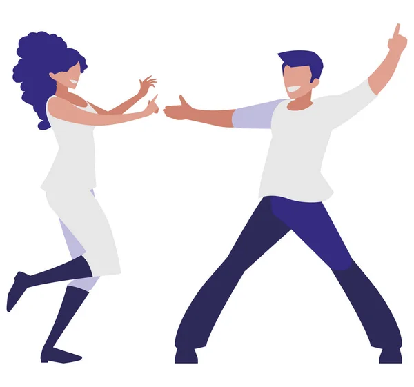 年轻夫妇跳舞的角色 — 图库矢量图片