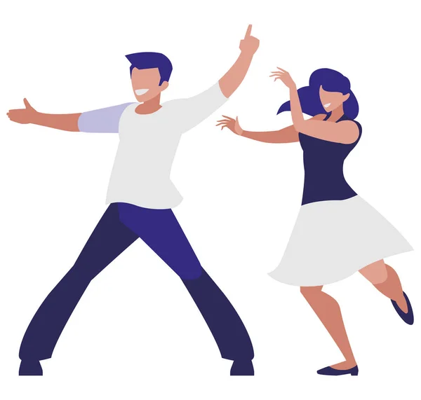 Tineri cuplu dansând personaje — Vector de stoc