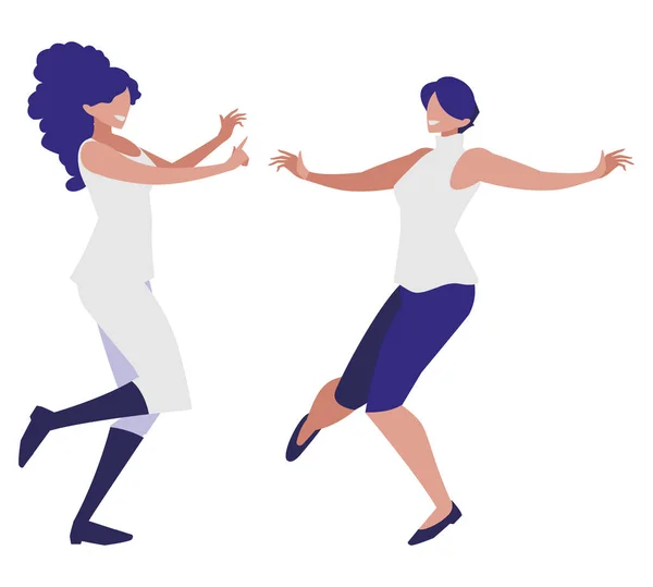 Jeunes filles dansant personnages — Image vectorielle