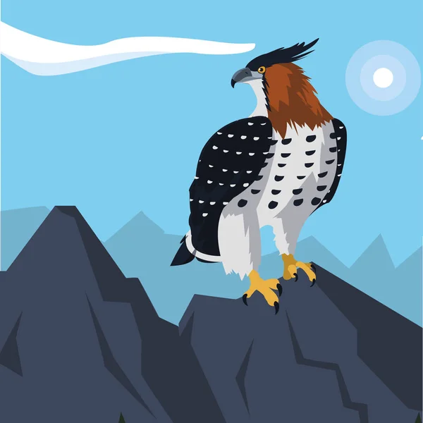 風景の中で美しい鷹の雄大な鳥 — ストックベクタ