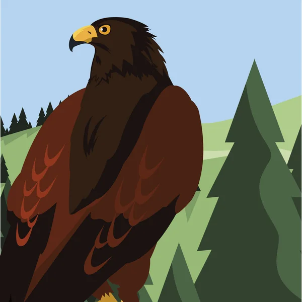 Bel aigle majestueux oiseau dans le paysage — Image vectorielle