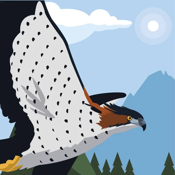 Hermoso halcón majestuoso pájaro en el paisaje — Vector de stock