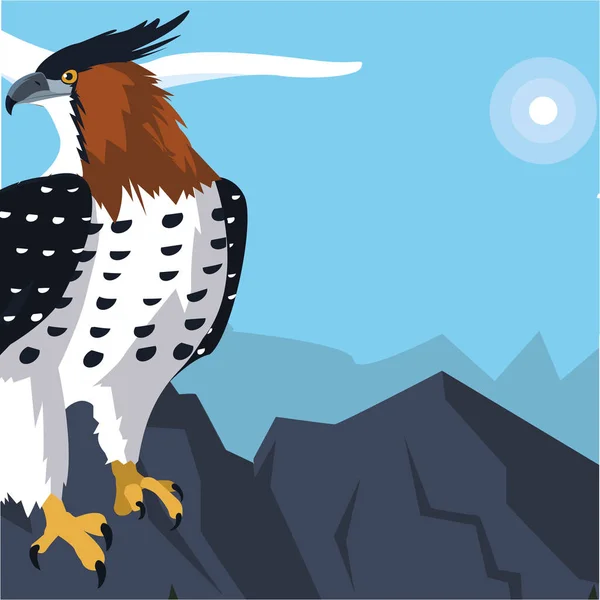 風景の中で美しい鷹の雄大な鳥 — ストックベクタ