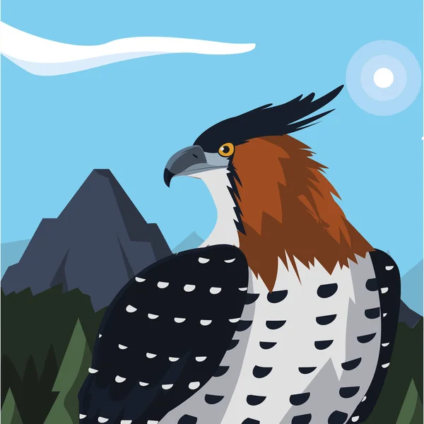 Beautiful hawk majestic bird in the landscape — Stock Vector