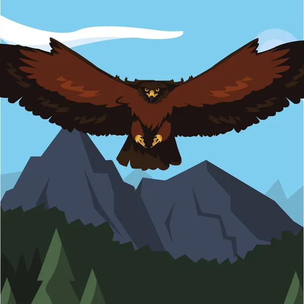 Bel aigle volant dans le paysage oiseau majestueux — Image vectorielle