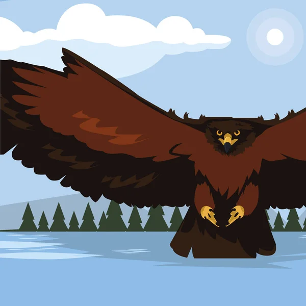 Bela águia no lago pássaro majestoso —  Vetores de Stock