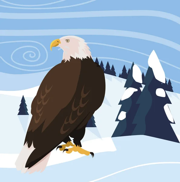 Красива тварина лисий орел в сніжному пейзажі — стоковий вектор