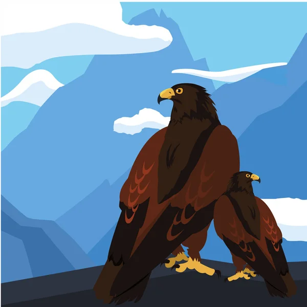 Piękne orły majestatyczne ptaki w krajobrazie — Wektor stockowy