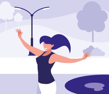 park karakteri dans genç kadın