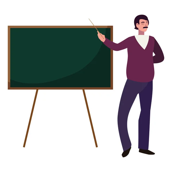 Teacher male with chalkboard character — Stock Vector