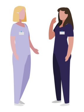 üniforma karakterleri ile kadın tıp işçileri