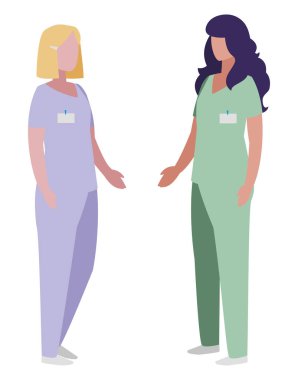 üniforma karakterleri ile kadın tıp işçileri