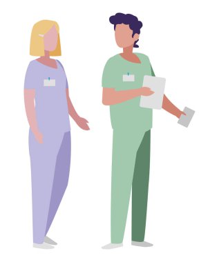 üniforma karakterleri ile çift tıp işçileri