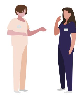 üniforma karakterleri ile çift tıp işçileri