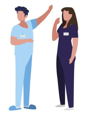 üniforma karakterleri ile çift tıp işçileri