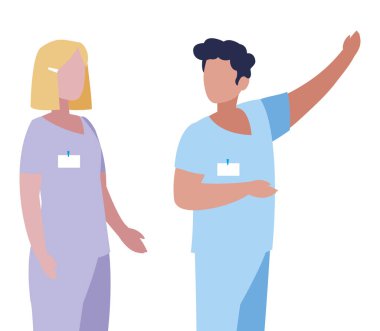 üniforma karakterleri ile çift tıp işçileri