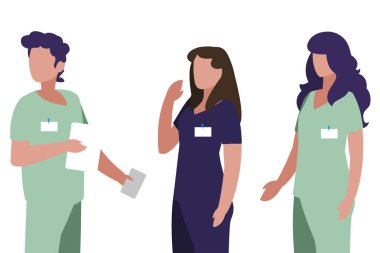 tek tip karakterlere sahip grup tıp çalışanları