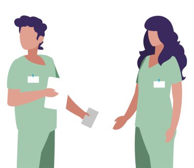 üniforma karakterleri ile çift tıp işçileri