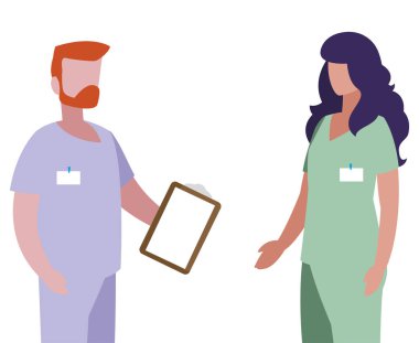 üniforma karakterleri ile çift tıp işçileri